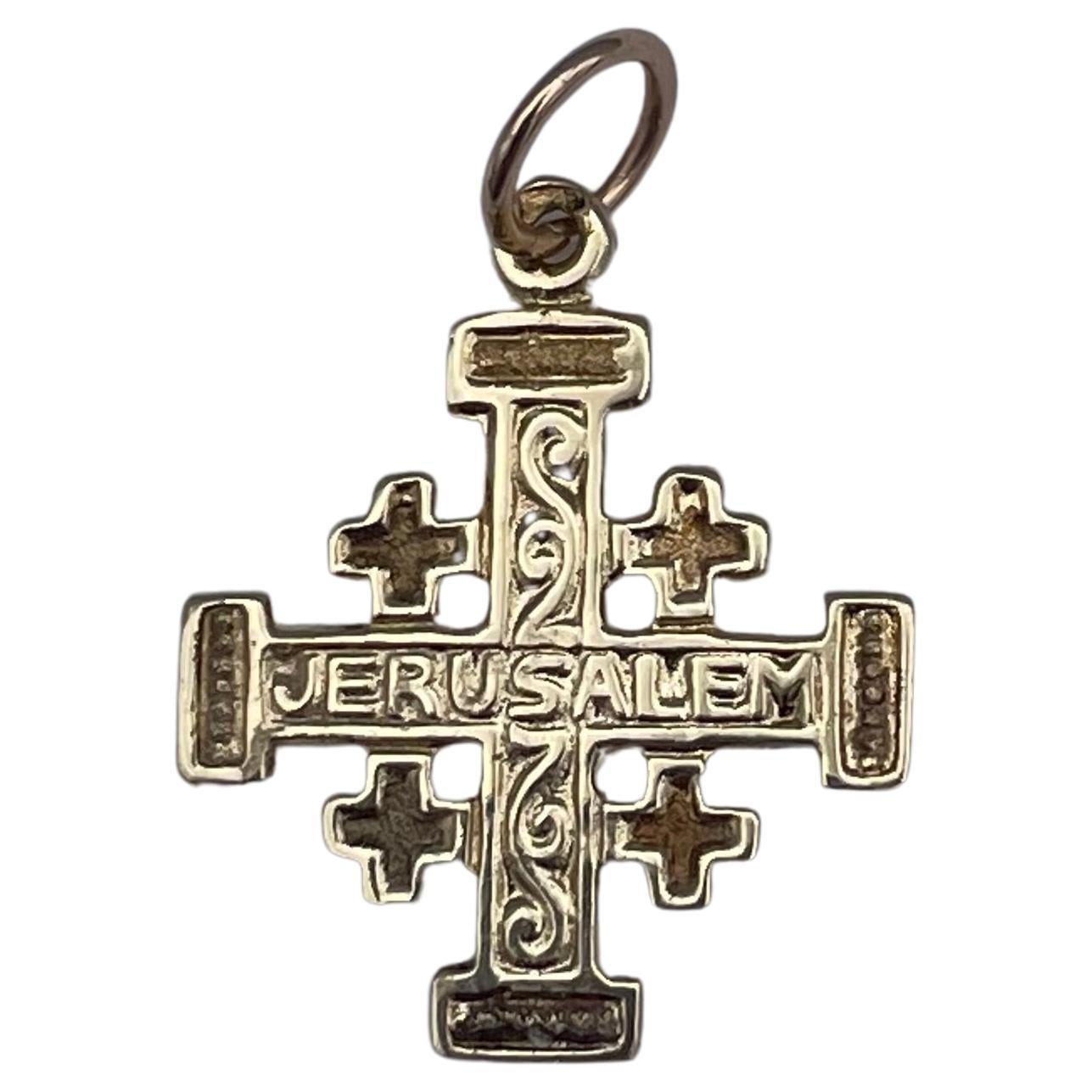 Sold at Auction: Pair Of 14K Yellow Gold Jerusalem Cross Earrings